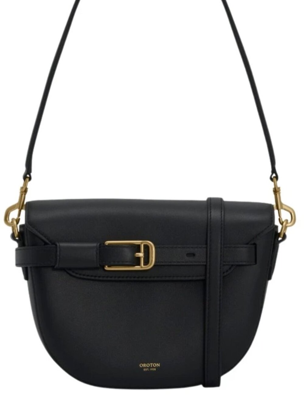Oroton Black Cali Saddle Convertible Shoulder/Crossbody Bag